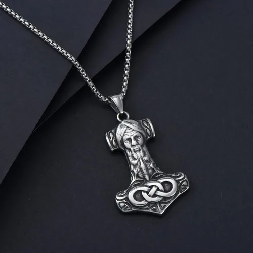 Vista 5 de SILBAZ Viking Necklace for Men Stainless Steel Animal Pendant Vintage Viking Animal Jewelry Gift for Father Husband