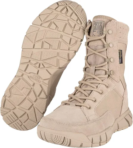 Vista 5 de FREE SOLDIER Mens Tactical Boots 8 Inches Lightweight Combat Boots Durable Suede Leather Military Work Boots Desert Boots