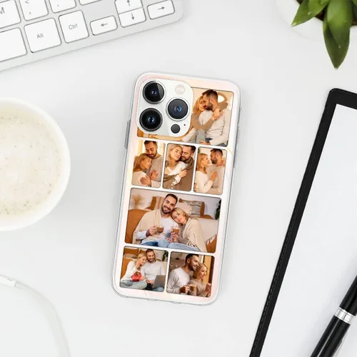 Vista 4 de CUBICER Fundas para teléfono con fotos personalizadas para parejas, protector transparente impermeable para marido y esposa, funda transparente