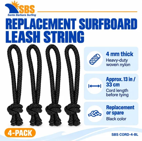 Vista 2 de Cuerda de correa para tabla de surf, nailon de 0.157 in, paquete de 4 – para shortboard, longboard, SUP e iSUP