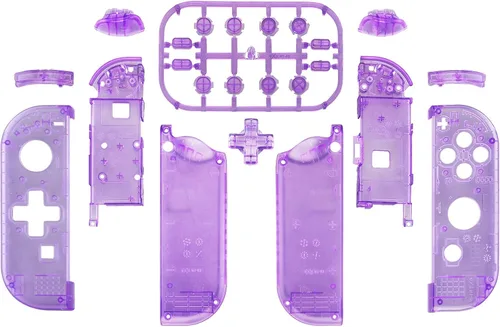 Vista 2 de eXtremeRate Clear Atomic Purple Joycon Handheld Controller Housing (D-Pad Version) with Full Buttons, DIY Replacement Shell Case for Nintendo Switch