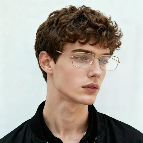 Vista 6 de hoyuwak Gafas de luz azul de moda para mujeres y hombres, gafas rectangulares de metal dorado, marco de anteojos cuadrados falsos