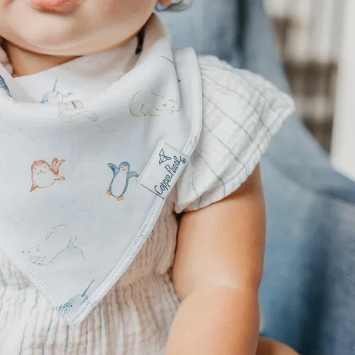 Vista 6 de Copper Pearl Baberos para bebé, paquete de 4, baberos estampados tipo bandana para bebé niña y niño, baberos de algodón suave para la dentición