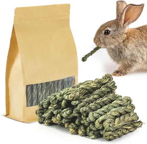 Vista 9 de Timothy - Juguetes masticables de heno para masticar, 12 piezas, bocadillos dentales naturales para conejos, conejitos y mascotas pequeñas