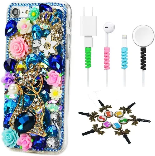 Vista 6 de Bling Case SSiPCDwCPSeries-36 - Funda con tapa y cristales brillantes, diseño 3D hecho a mano