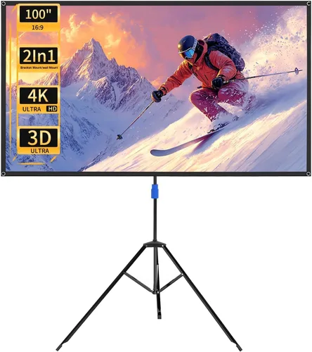 Vista 10 de WASJOYE Pantalla Proiector de 80 pulgadas con soporte, pantalla de proiector portátil HD 16:9 4K, pantalla de proyector interior de 1.2 ganancia