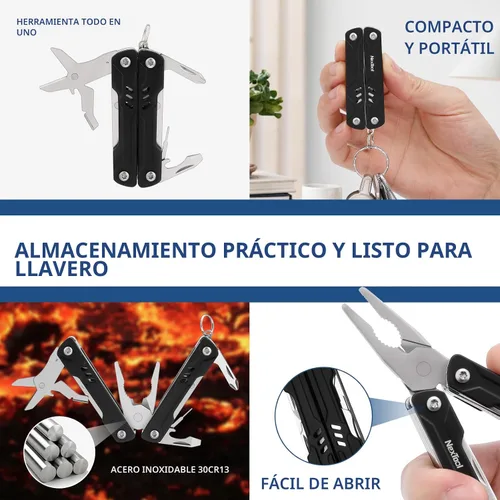 Vista 3 de NexTool Mini multiherramienta - Llavero 9 en 1 multiherramienta con alicates de punta de aguja, tijeras, extractor SIM y destornilladores