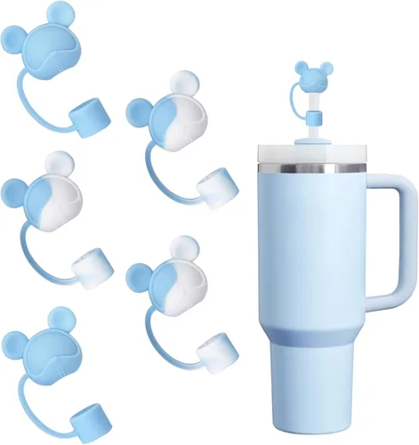 Vista 30 de Juego de 4 fundas de popote con diseño de estrella compatibles con vasos Stanley de 30 y 40 onzas, reutilizables, bonitas puntas de popote