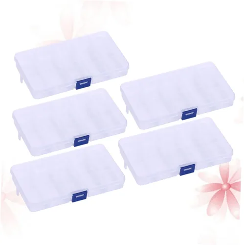 Vista 8 de EXCEART 5PCS 10 Caja de joyería transparente Contenedor de almacenamiento de joyas Recipiente de cuentas ajustables Contenedor de joyería