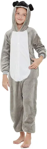 Vista 4 de ANBOTA Pijama de una pieza para perros y niños, diseño de animal de forro polar, Halloween, cosplay, Navidad, Pascua, Bulldog