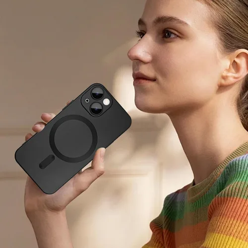 Vista 4 de ankofave Funda Magnética para iPhone 14 Plus para Mujeres, Funda Resistente Mate de Lujo Diseño Suave Metálico con Protector de Lente de Cámara