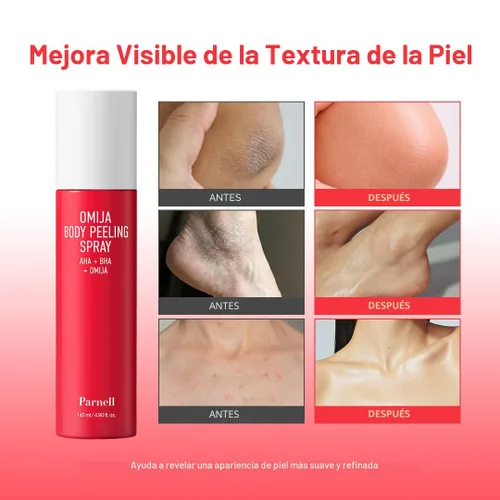 Vista 8 de PARNELL AHA Omija Spray de cerámica para exfoliantes corporales – AHA BHA PHA Exfoliante corporal para queratosis pilaris, piernas de fresa, manchas