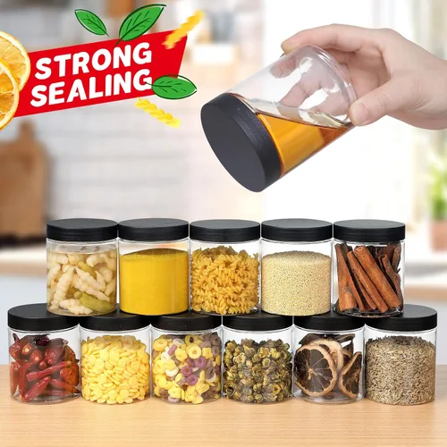 Vista 9 de sietpoek 48 PIEZAS Tarros de Plástico de 8 OZ con Tapas de Rosca, Etiquetas Recipientes Redondos Vacíos Rellenables de Slime para Almacenar