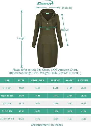 Vista 6 de Kimmery Vestido de manga larga para mujer, ligero, con bolsillo de canguro, sudadera con capucha para otoño