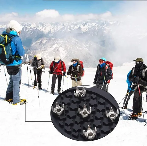 Vista 6 de Empuñaduras antideslizantes para zapatos de hielo, puntas de agarre universales, tacos de hielo, empuñaduras de nieve, equipo de pesca en hielo