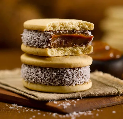Vista 2 de Cachafaz Sándwich de galletas "Alfajor" relleno de Dulce de Leche y sabores mezclados de chocolate real