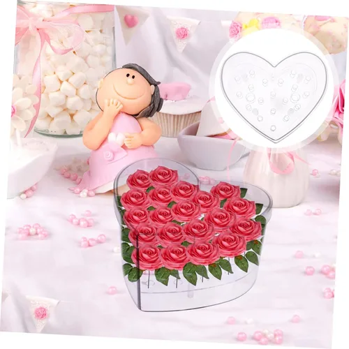 Vista 3 de Cabilock Caja de flores en forma de corazón Florero de acrílico florero de mesa Centro de mesa Maceta de acrílico transparente vitrina de acrílico