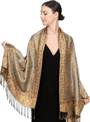 Vista 31 de Achillea Bufanda reversible de pashmina con estampado paisley – Chales y envolturas indios exóticos para vestidos de noche, festivales, todas