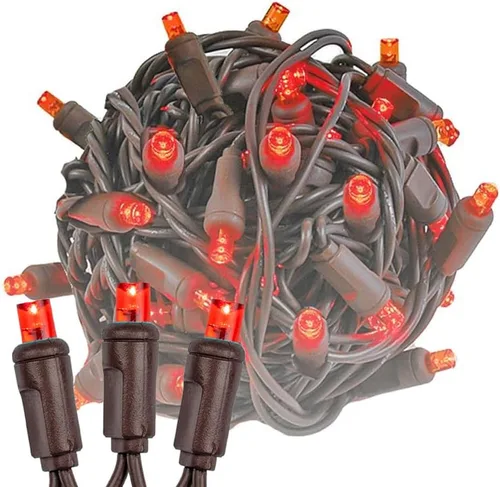 Vista 9 de Novelty Lights Guirnalda de luces LED multicolor de Navidad de 50 pies, 100 luces LED de Navidad de 6 pulgadas de espacio en cable marrón