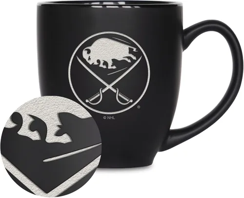 Vista 21 de Rico Industries NHL Hockey - Taza bistró de cerámica negra mate de 15 onzas