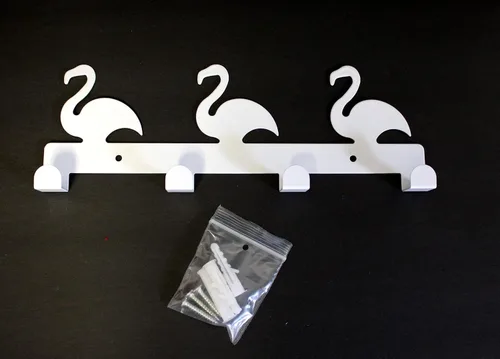 Vista 5 de Dependable Industries inc. Essentials Soporte para llaves multiusos de 4 ganchos para montaje en pared, cisnes blancos