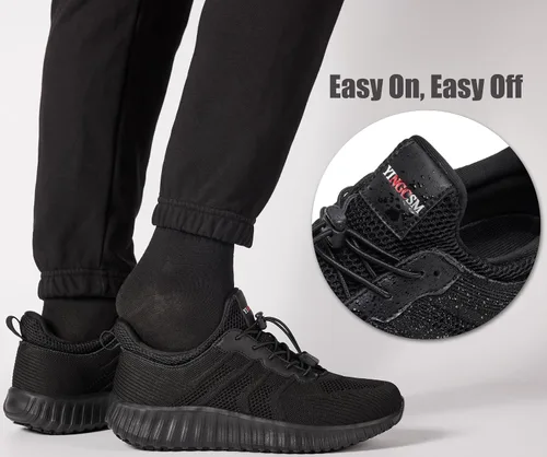 Vista 5 de Zapatos de trabajo antideslizantes para hombre, resistentes al agua, sin cordones, ligeros y duraderos, perfectos para servicio de alimentos, cocina