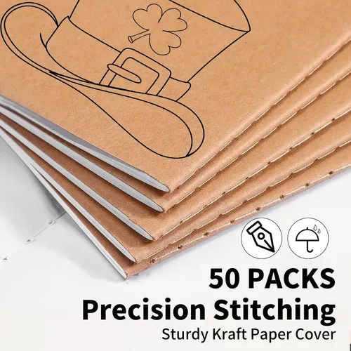 Vista 3 de Paquete de 50 Cuadernos Kraft con Líneas A5 de 8.3x5.5 Pulgadas, Diarios de Viaje Cuadernos al Por Mayor, Cuadernos de Materias 34 Hojas 68 Páginas