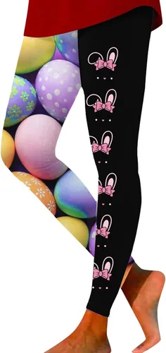 Vista 2 de Women High Waisted Leggings Easter Funny Fitness Sports Running Yoga Athletic Pants Workout Tights Activewear