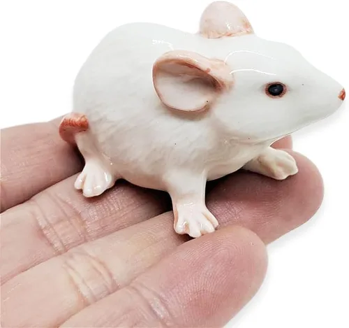 Vista 13 de WitnyStore Pequeña figura de ratón negro de 1¾ pulgadas de largo, hecha a mano, hecha a mano, de cerámica, rata, roedor, animales, porcelana