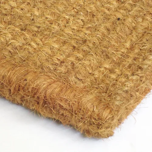 Vista 5 de Tapete de fibra de coco natural, para puerta de entrada, rectangular, resistente, para patio, atrapador de suciedad antideslizante, decoración