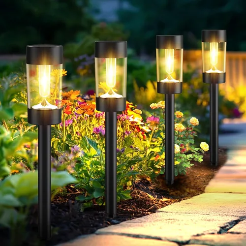 Vista 8 de Eyrosa Solar Lights Outdoor, 8 Pack Waterproof Solar Landscape Lighting for Pathway Garden Yard Path Walkway Driveway Lawn Patio Outside Decor, Cool