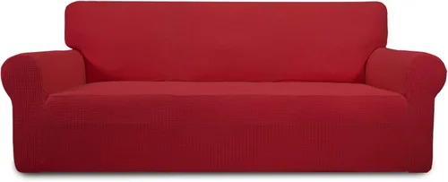 Vista 12 de PureFit Funda elástica para sofá biplaza, funda de sofá suave y antideslizante de jacquard de elastano, protector de muebles lavable con espuma