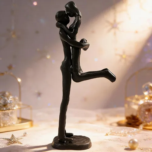Vista 2 de Escultura de beso apasionado, estatua de hierro, romántica, adorno de metal, figura de pareja, decoración para el hogar y la oficina (A2 Kiss)