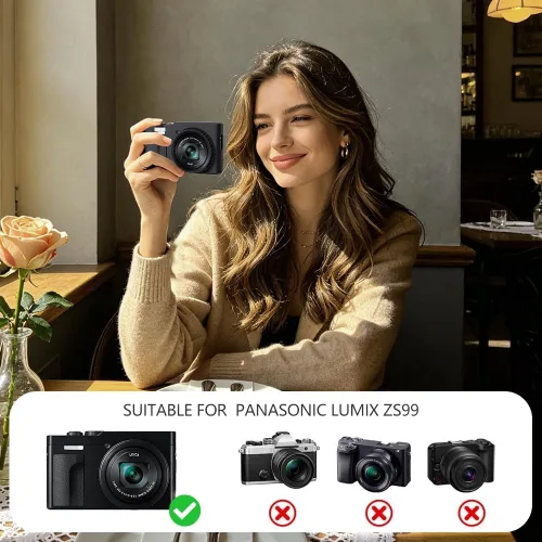 Vista 2 de Funda de silicona para cámara digital Panasonic ZS99 con cubierta extraíble para lente y protector de pantalla y cordón para accesorios Panasonic