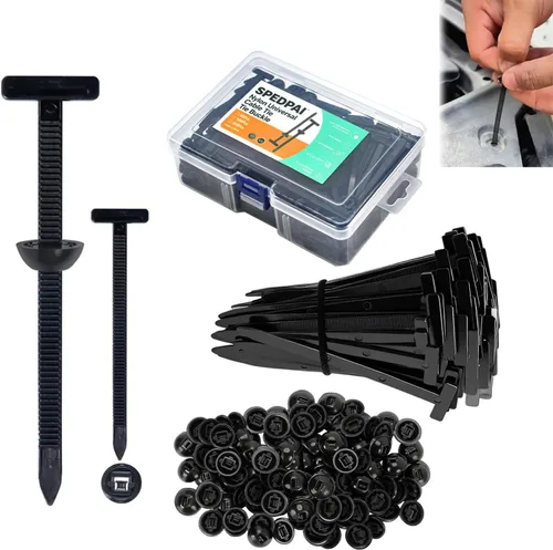 Vista 8 de Bridas de cremallera negras de 8 pulgadas con agujero de tornillo, bridas de cable resistentes para cables de 75 libras con cabeza montable