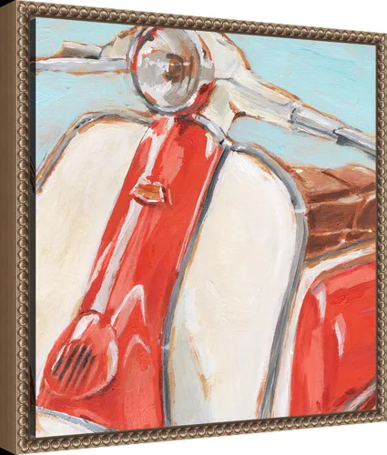 Vista 2 de Amanti Art Framed Canvas Wall Art 16x16 Retro Scooter II by Ethan Harper, Framed Wall Art Canvas, Transportation Artwork, Traditional Decor, Small