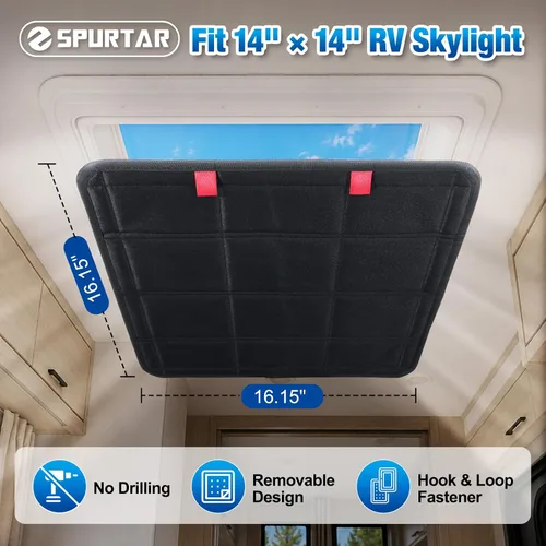 Vista 3 de Spurtar RV Skylight Cover 16.15" x 16.15" (Outer Frame Size) Fit 14"x14" RV Skylight, UV Protection, For Camper, Motorhomes, Travel Trailers, Hook