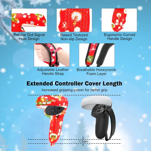 Vista 5 de Silicone Cover Skin Compatible with Meta Quest 2, YIZEIJOB Protective Accessories Bundle for Oculus Quest 2 - Come with gift box