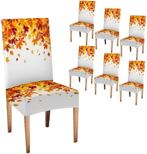 Vista 308 de CAPSCEOLL Christmas Dining Chair Covers,Snowflakes Festive Winter Pattern Stretch Chair Covers for Dining Room Set of 2 Washable Spandex Parson