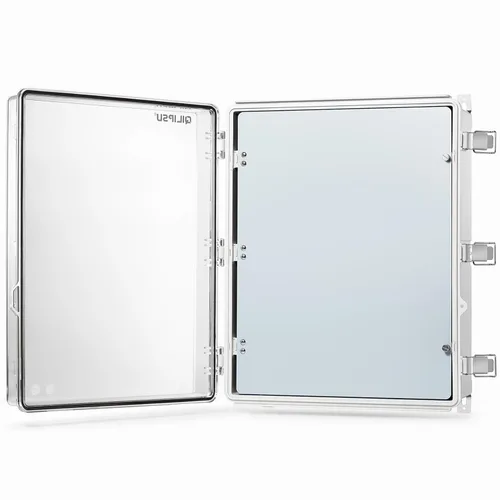 Vista 17 de QILIPSU - Caja de conexiones de acero inoxidable con tapa, bisagras y placa de montaje, universal, impermeable IP67, plástico ABS, gris, recinto