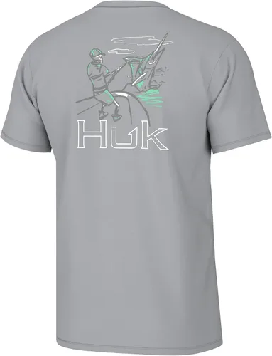 Vista 9 de HUK Mens Fishing Graphic Tee, Performance Short Sleeve, Quick-Dry Bass Bones - Búho nocturno