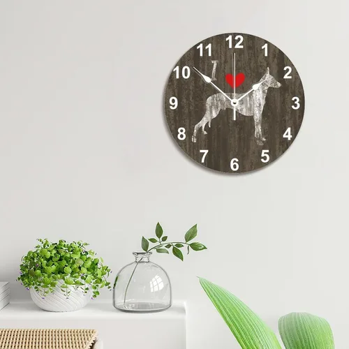 Vista 4 de I Love Doberman Clock Weathered Doberman Decorative Wall Clocks Estilo-7