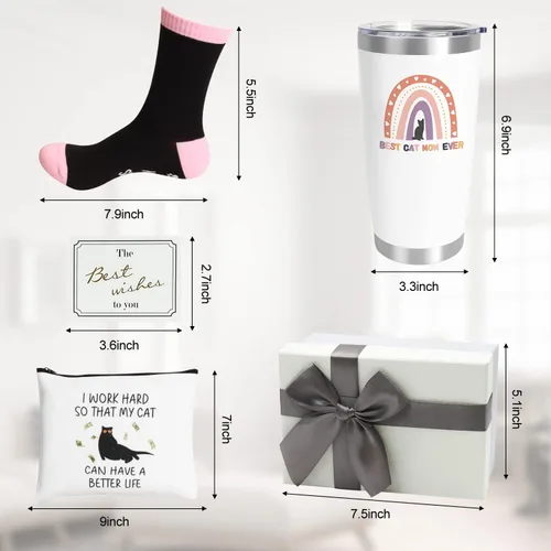 Vista 5 de UAREHIBY Regalos para Mamá de Gatos para Mujeres, Vaso Térmico para Vino de 20 OZ Regalo para Amantes de los Gatos, Regalo de Loca de los Gatos
