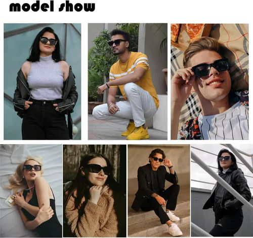 Vista 3 de MIDEJACY Square Sunglasses for Men Women Thick Frame Fashion, Chunky Rectangle Sunglasses Womens Trendy UV400