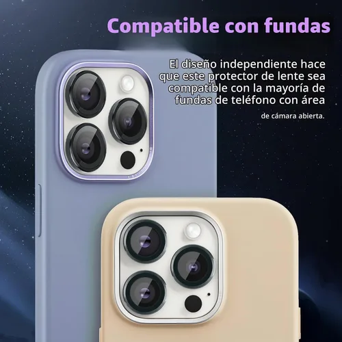 Vista 5 de Protector de lente de cámara para iPhone 16 Pro/iPhone 16 Pro Max, protector de lente de anillo de cámara de vidrio templado individual con bandeja
