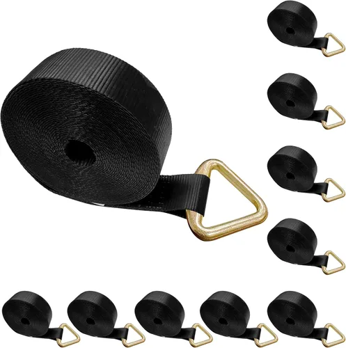Vista 24 de Mega Cargo Control 1 paquete de correas de cabrestante de anillo en D de 3 pulgadas x 30 pies, amarres negros resistentes para control de carga