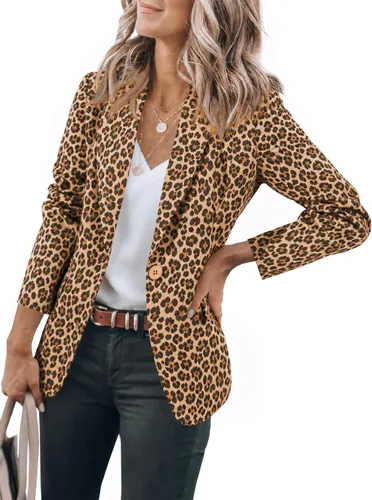 Vista 7 de Cicy Bell Blazers casuales para mujer, de manga larga, para el trabajo Albaricoque