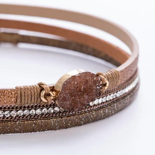 Vista 11 de FANCY SHINY - Pulsera de cuero estilo bohemio, pulsera de cuentas de cristal con cierre magnético, regalos de joyería para mujer