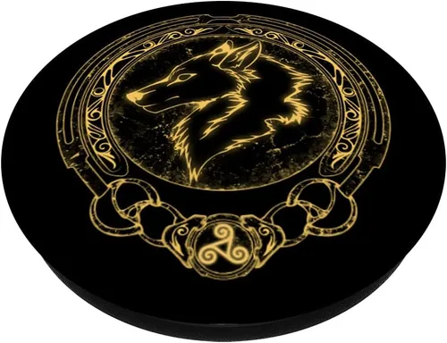 Vista 2 de Viking Fenrir Fenris Wolf Celta Triskelion Símbolo PopSockets intercambiables PopGrip