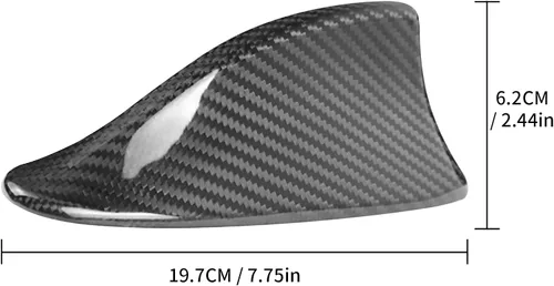 Vista 2 de Repuesto para cubierta de antena, cubierta de aleta de tiburón, fibra de carbono, antena de techo automotriz para BMW F10 F18 F01 F02 F04 (negro)